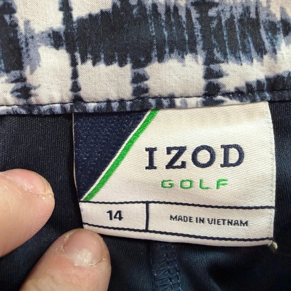 IZOD Golf Women Navy Blue White Geometric Print Skort Size 14 Athletic Skirt - Picture 3 of 7